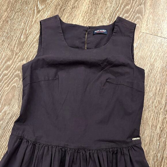 EUC Saint James Navy Cotton Fit & Flare Sleeveless Dress 4 Classic French Style - Picture 11 of 14